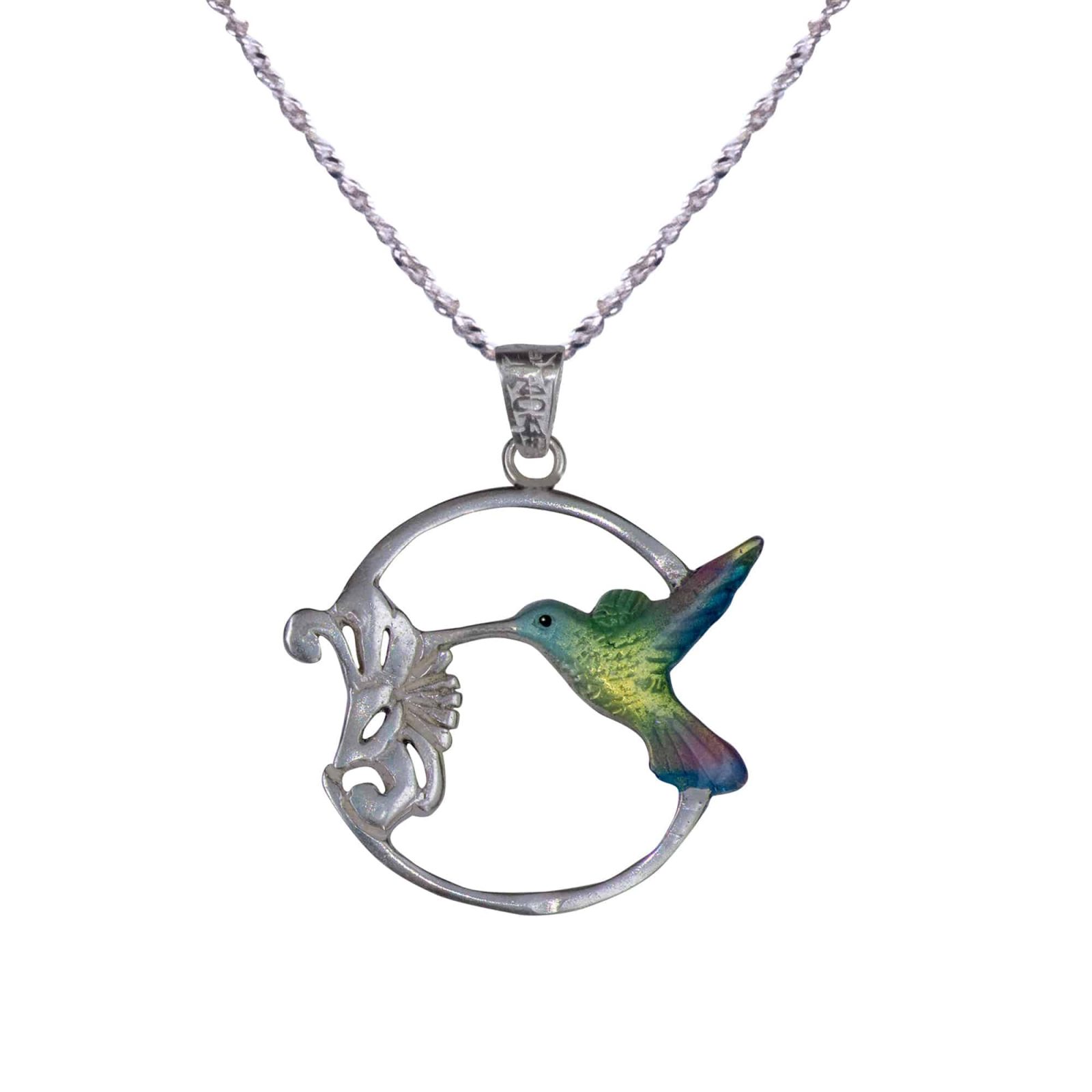 Collar colibri, cadena en plata, joyas elaboradas con plata ecologica eden joyas