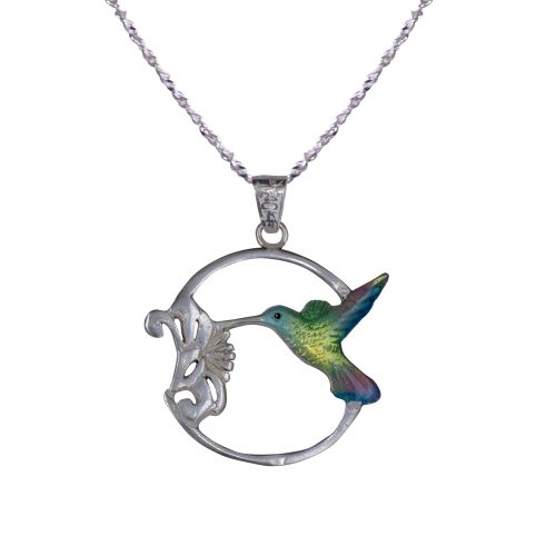 Collar colibri, cadena en plata, joyas elaboradas con plata ecologica eden joyas