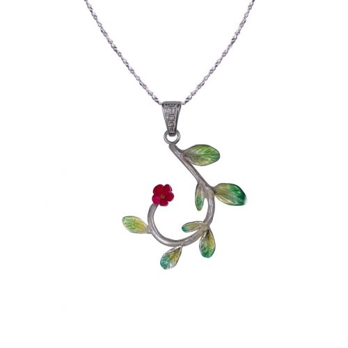 Collar flor, cadena en plata, joyas elaboradas con plata ecologica eden joyas