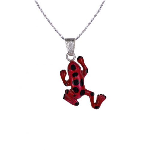 Collar rana roja, cadena en plata, joyas elaboradas con plata ecologica eden joyas