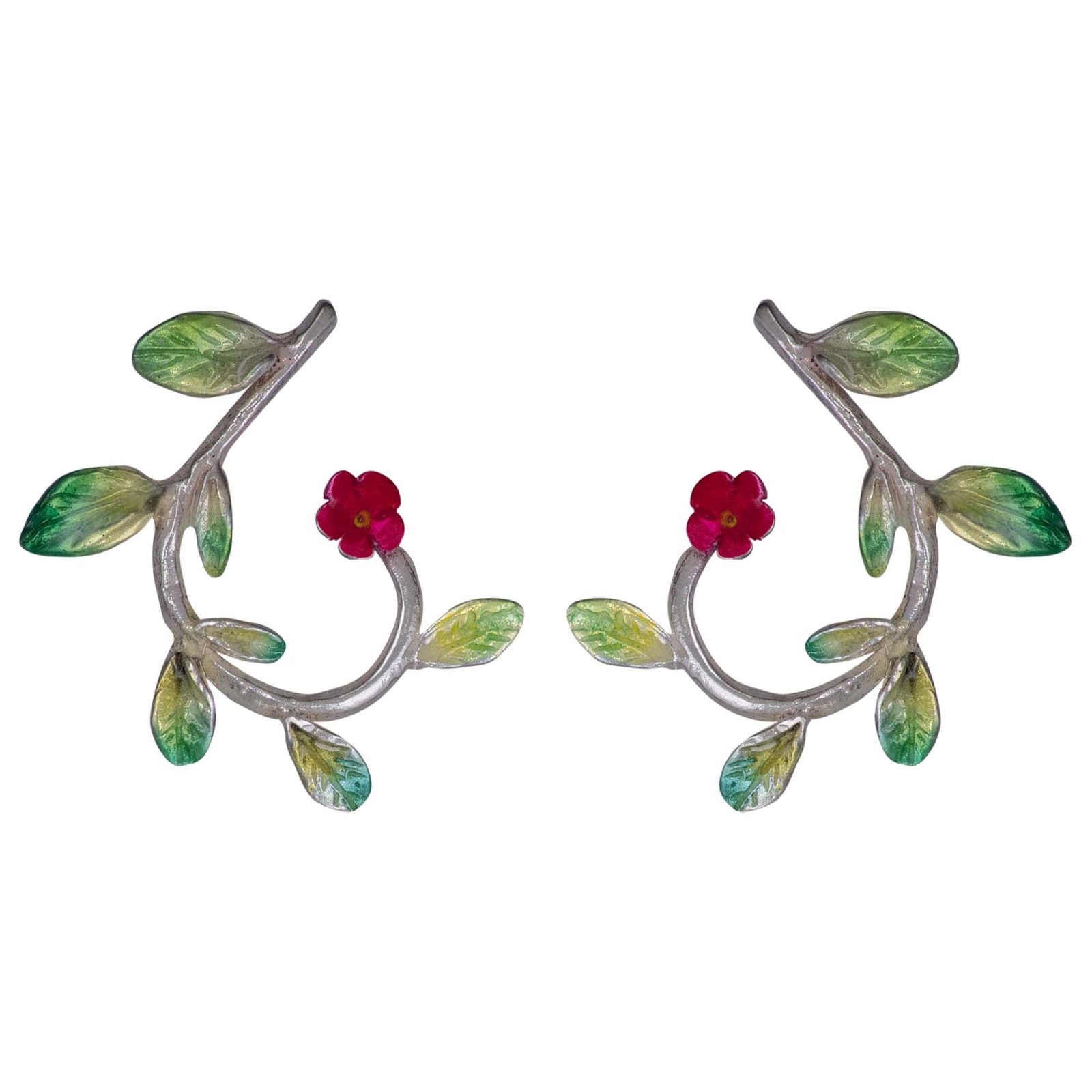 Aretes flores, cadena en plata, joyas elaboradas con plata ecologica eden joyas