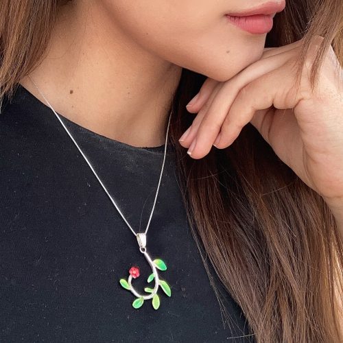 Collar Flor Modelo, cadena en plata, joyas elaboradas con plata ecologica eden joyas