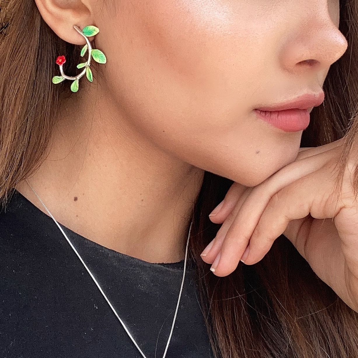 Aretes flores, joyeria en plata, pendientes elaborados con plata ecologica eden joyas