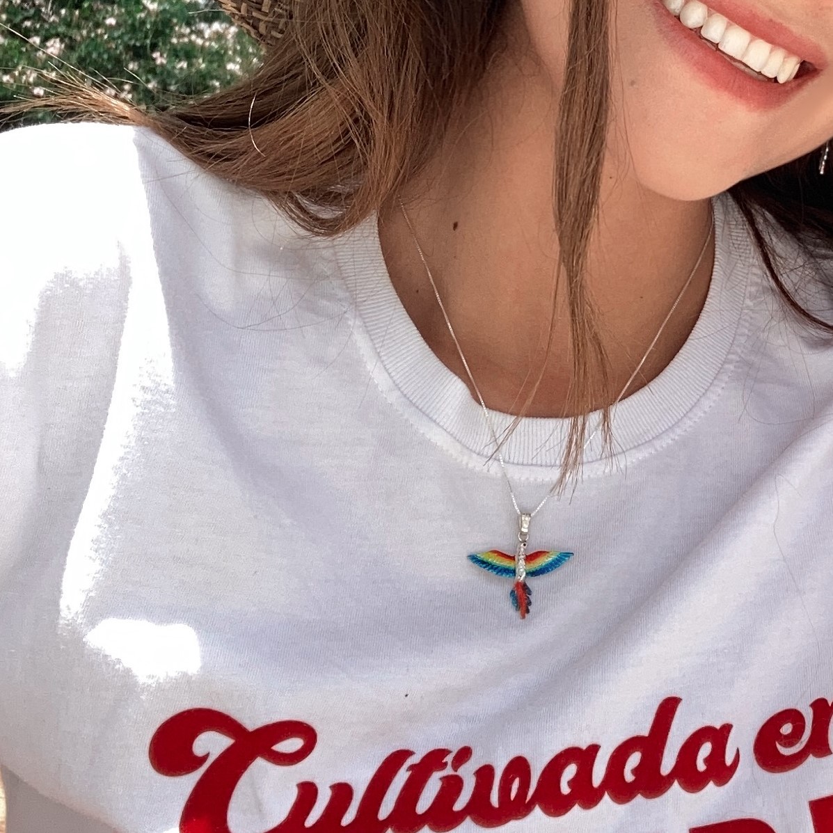 Collar Guacamaya modelo, cadena en plata, joyas elaboradas con plata ecologica eden joyas