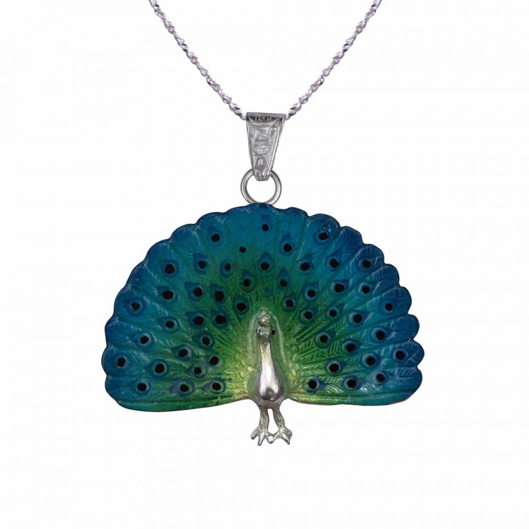 Collar Pavo real, cadena en plata, joyas elaboradas con plata ecologica eden joyas