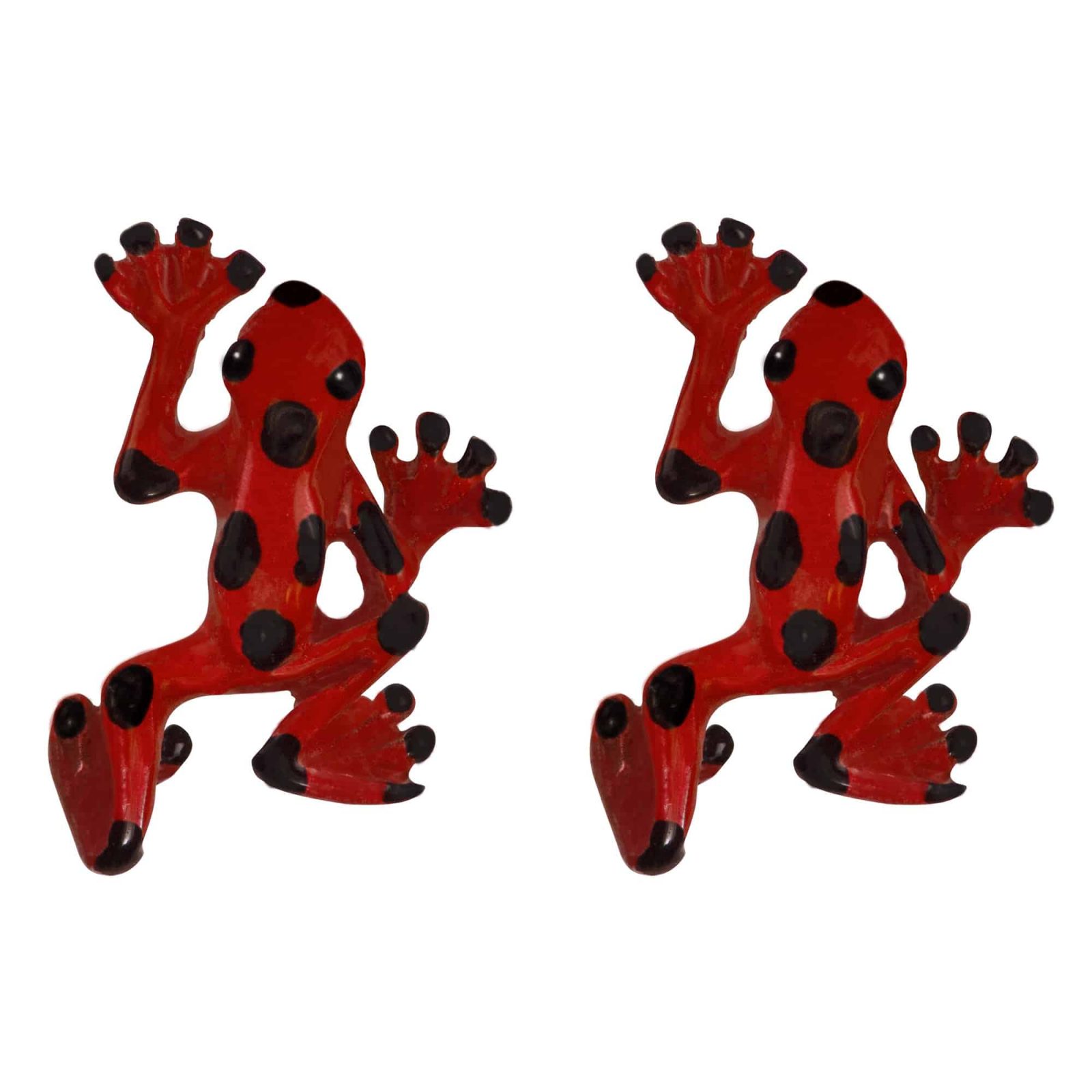 Aretes rana roja, joyeria en plata, pendientes elaborados con plata ecologica eden joyas