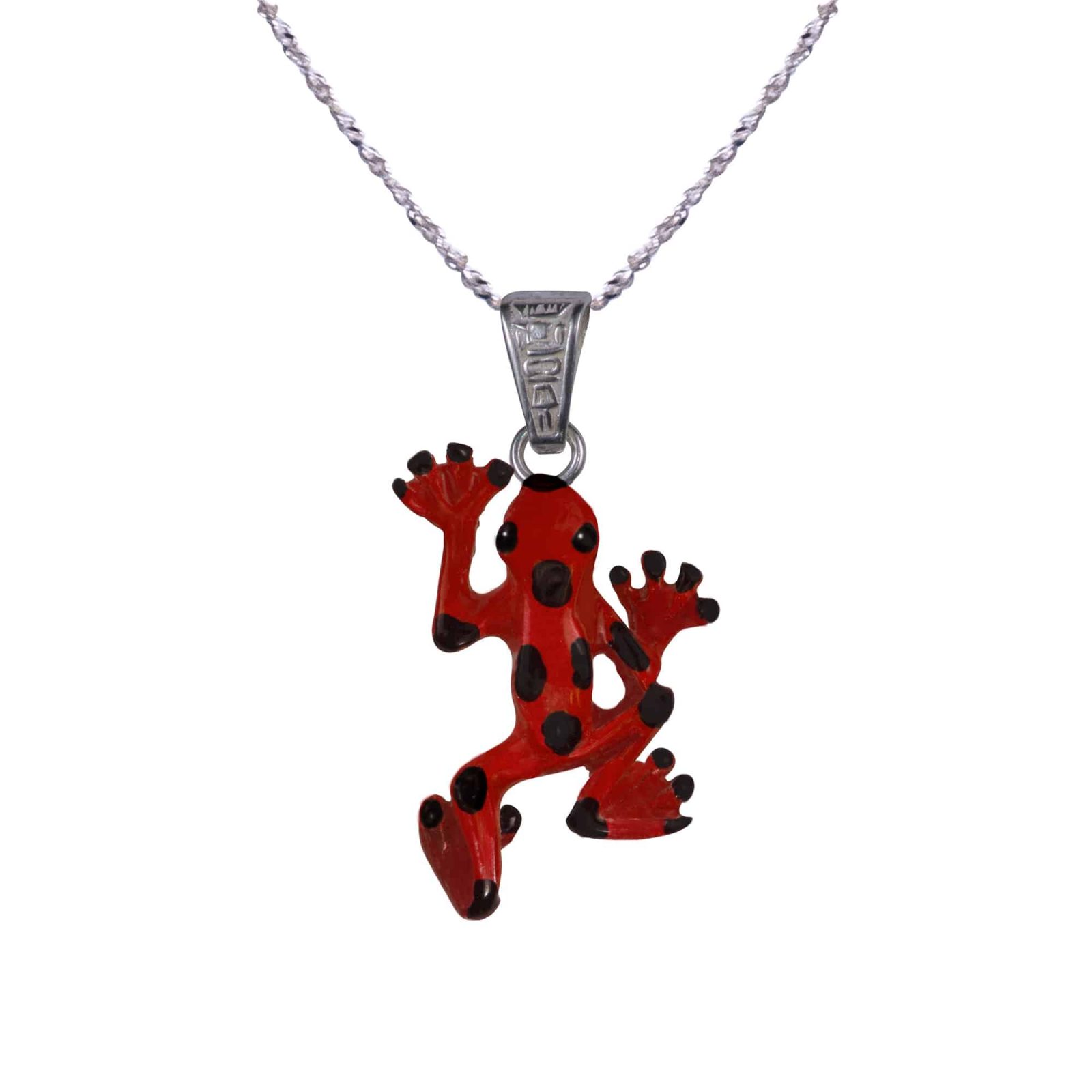 Collar rana roja, cadena en plata, joyas elaboradas con plata ecologica eden joyas