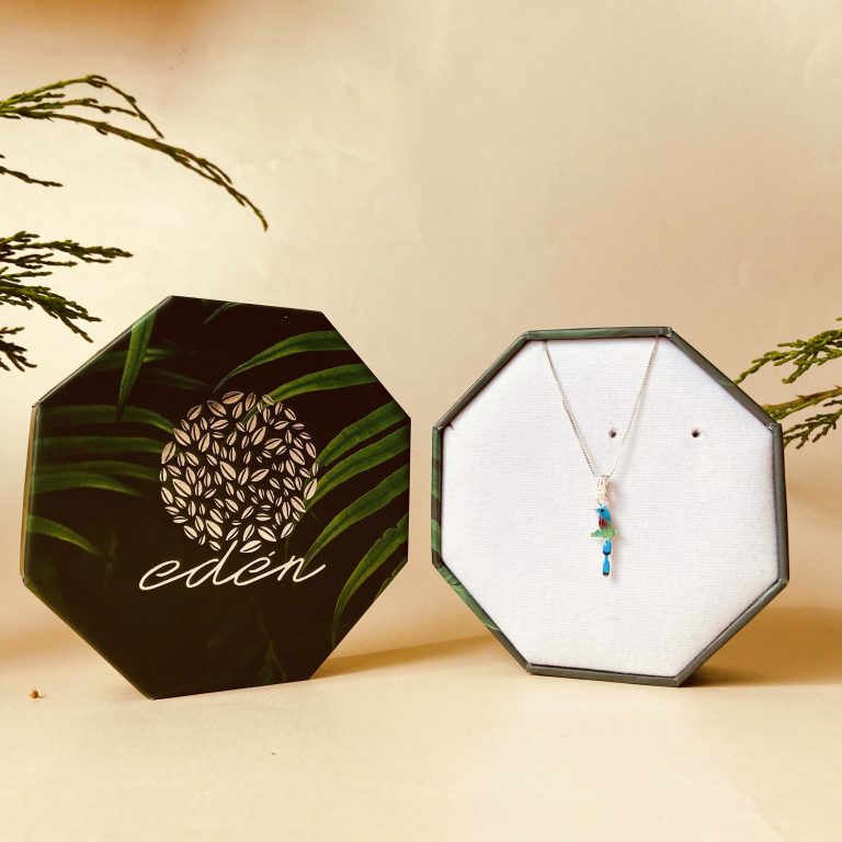 Collar barranquero, empaque de regalo, joyeria en plata ecologica pintada a mano, eden joyas