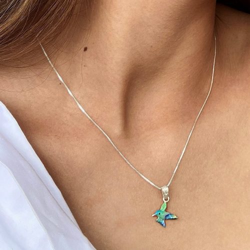 Collar colibri, cadena en plata, joyas elaboradas con plata ecologica eden joyas