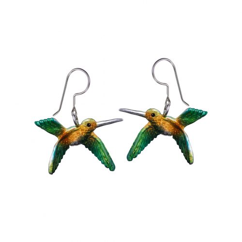 Aretes colibri oro, cadena en plata, joyas elaboradas con plata ecologica eden joyas