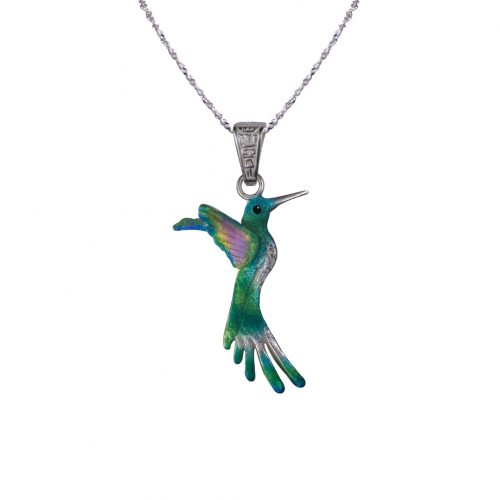 Collar colibri amor, cadena en plata, joyas elaboradas con plata ecologica eden joyas