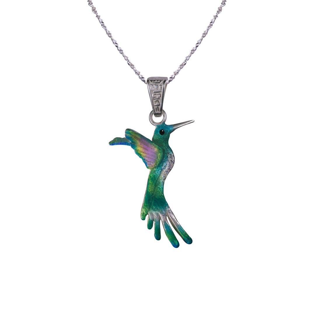 Collar colibri amor, cadena en plata, joyas elaboradas con plata ecologica eden joyas