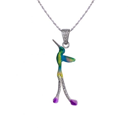 Collar colibri, cadena en plata, joyas elaboradas con plata ecologica eden joyas