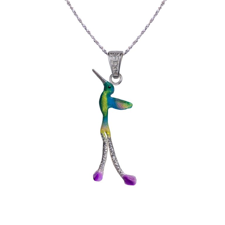 Collar colibri, cadena en plata, joyas elaboradas con plata ecologica eden joyas