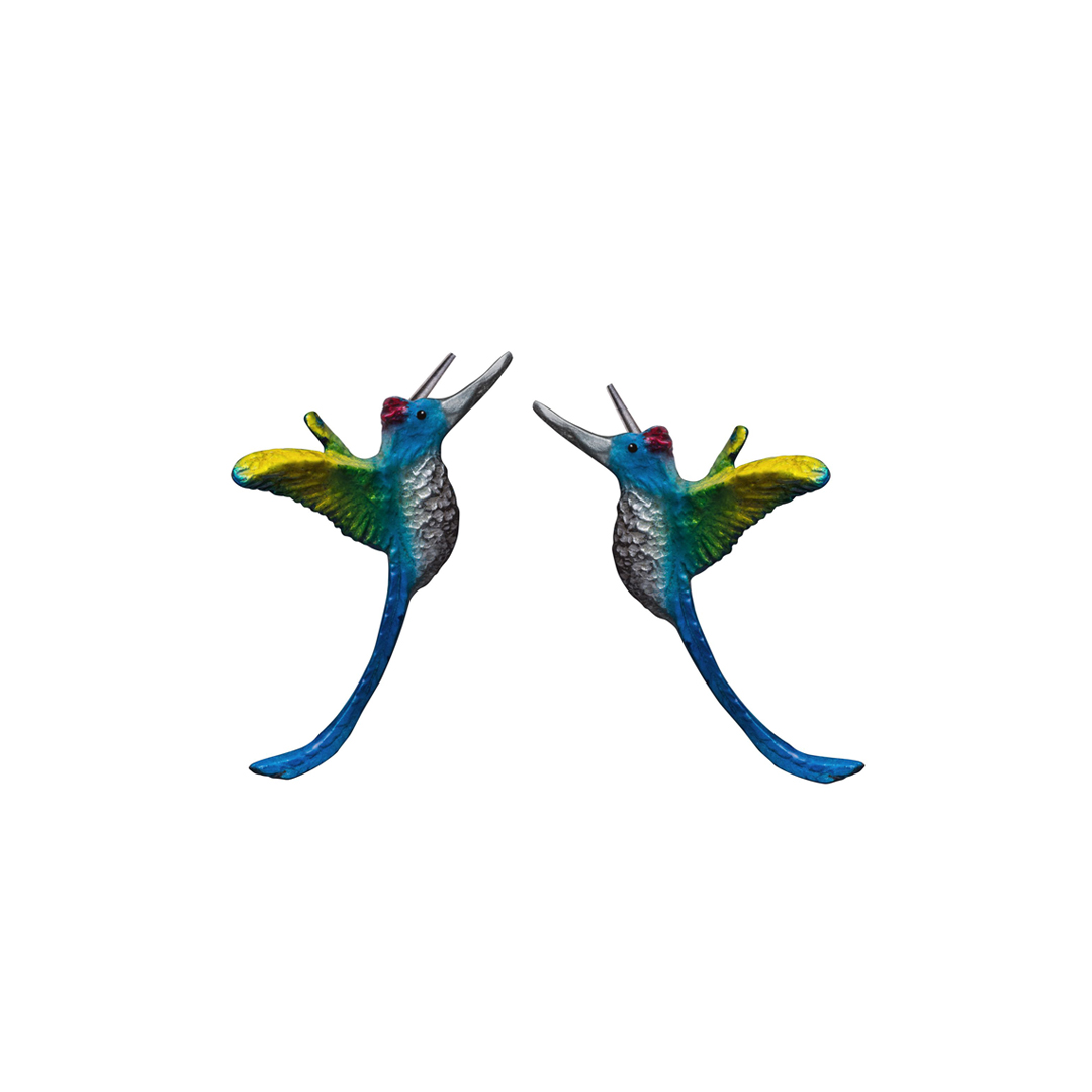 Aretes colibri copete rojo, joyeria en plata, pendientes elaborados con plata ecologica eden joyas