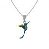 Collar colibri copete rojo, cadena en plata, joyas elaboradas con plata ecologica eden joyas