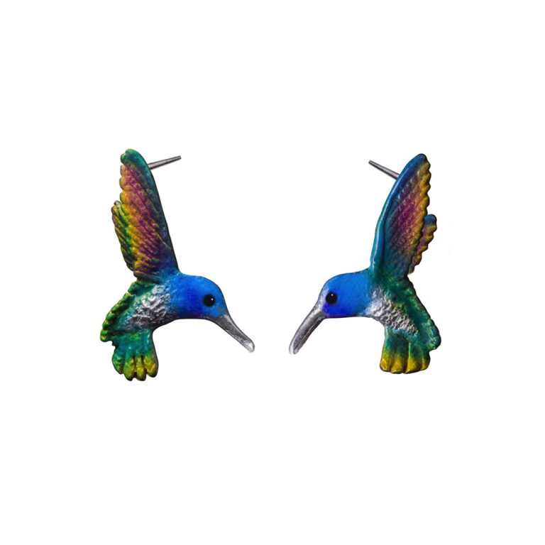 Aretes colibri, joyeria en plata, pendientes elaborados con plata ecologica eden joyas