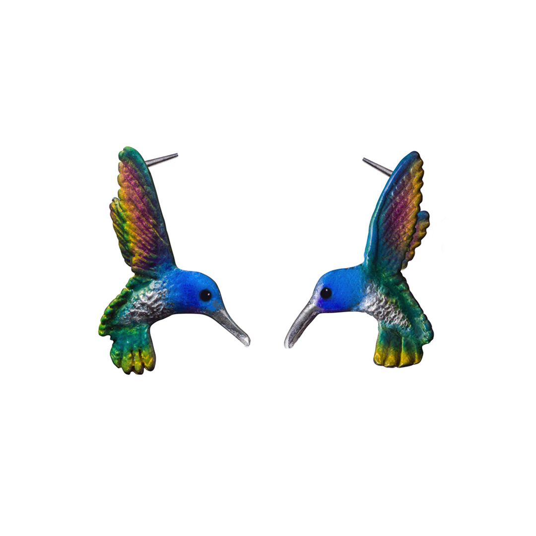 Aretes colibri, joyeria en plata, pendientes elaborados con plata ecologica eden joyas