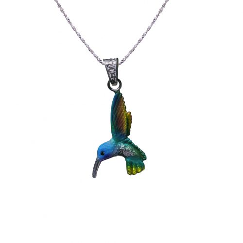 Collar colibri, cadena en plata, joyas elaboradas con plata ecologica eden joyas