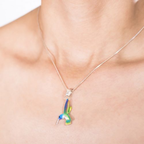 Collar colibri, cadena en plata, joyas elaboradas con plata ecologica eden joyas