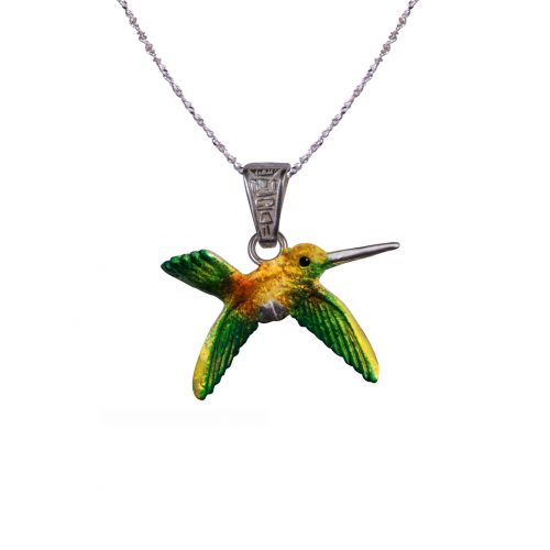 Collar colibri, cadena en plata, joyas elaboradas con plata ecologica eden joyas