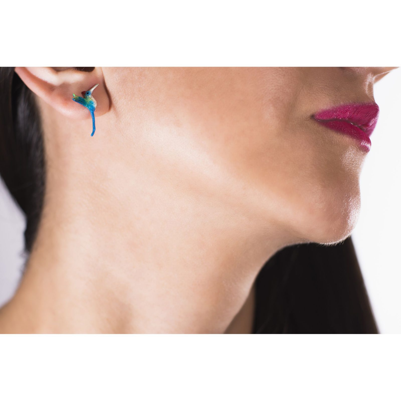 Aretes colibri copete rojo, joyeria en plata, pendientes elaborados con plata ecologica eden joyas