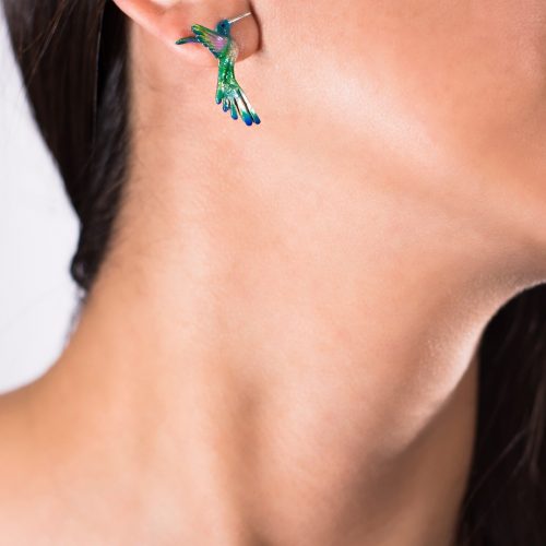 Aretes colibri amor, cadena en plata, joyas elaboradas con plata ecologica eden joyas