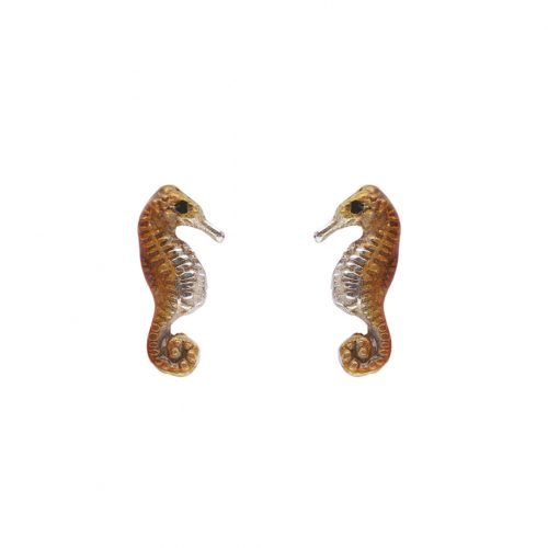 Aretes caballito de mar, joyeria en plata, pendientes elaborados con plata ecologica eden joyas