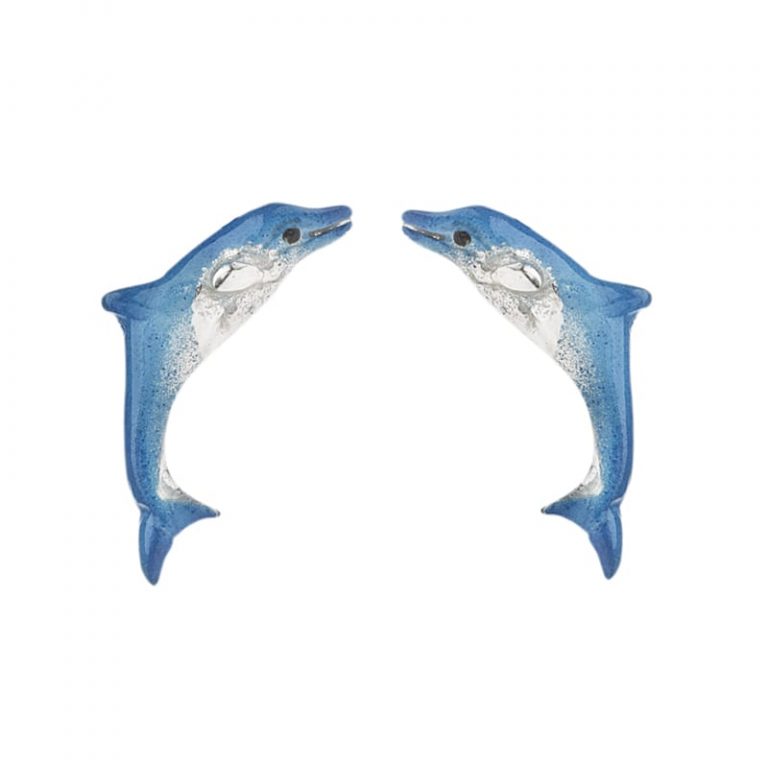 Aretes delfines, joyeria en plata, pendientes elaborados con plata ecologica eden joyas