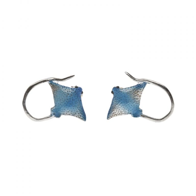 Aretes mantarraya, joyeria en plata, pendientes elaborados con plata ecologica eden joyas