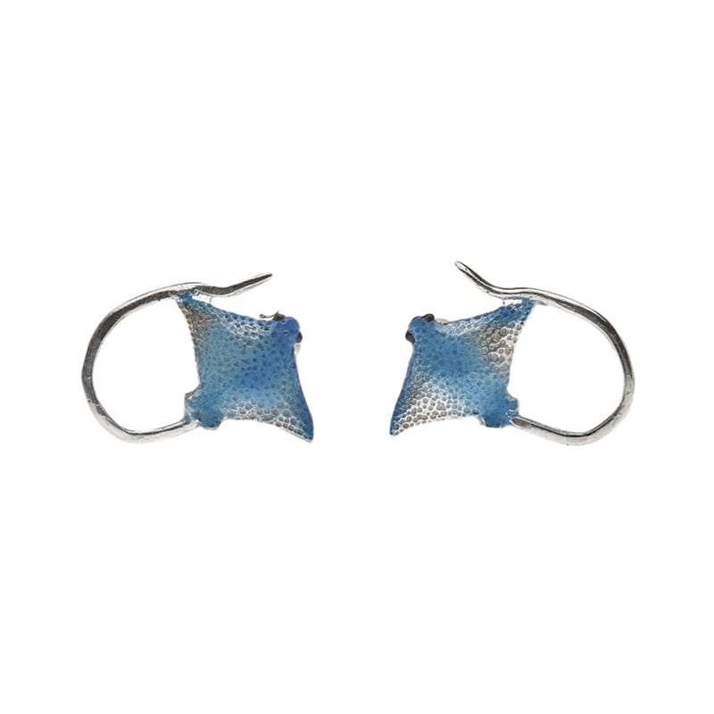 Aretes mantarraya, joyeria en plata, pendientes elaborados con plata ecologica eden joyas
