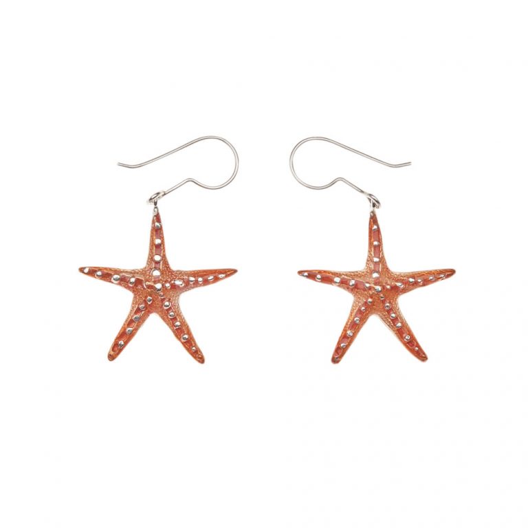 Aretes estrella de mar , joyeria en plata, pendientes elaborados con plata ecologica eden joyas