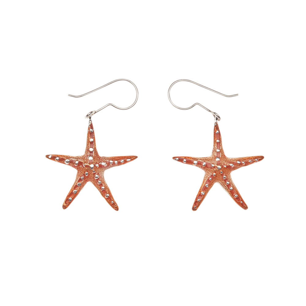 Aretes estrella de mar , joyeria en plata, pendientes elaborados con plata ecologica eden joyas