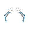 Aretes delfin mar, joyeria en plata, pendientes elaborados con plata ecologica eden joyas