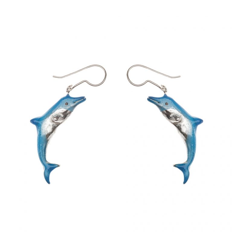Aretes delfin mar, joyeria en plata, pendientes elaborados con plata ecologica eden joyas