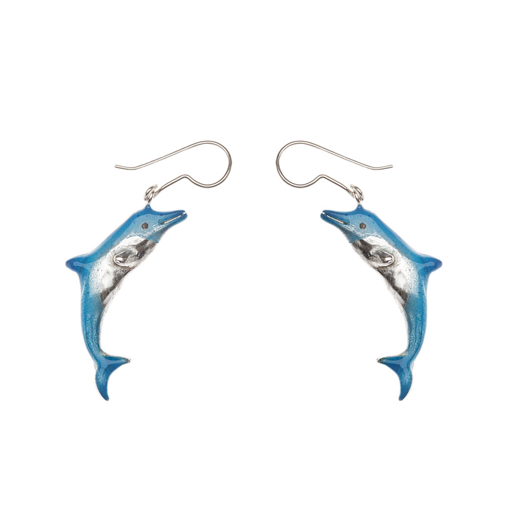 Aretes delfin mar, joyeria en plata, pendientes elaborados con plata ecologica eden joyas