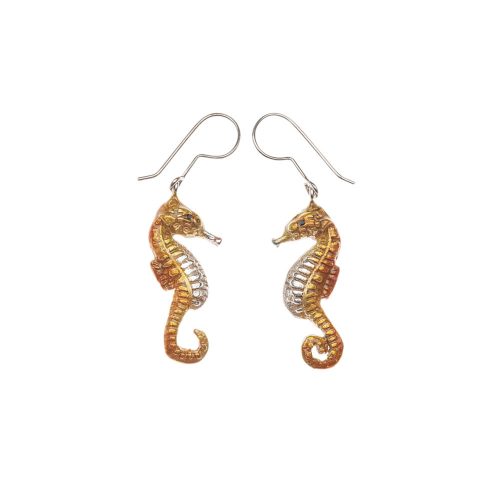 Aretes caballito de mar, joyeria en plata, pendientes elaborados con plata ecologica eden joyas