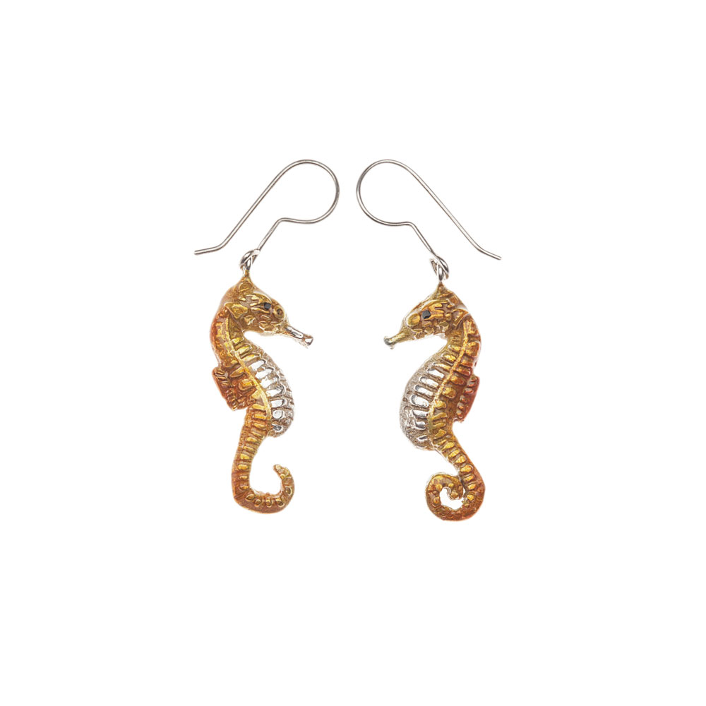 Aretes caballito de mar, joyeria en plata, pendientes elaborados con plata ecologica eden joyas
