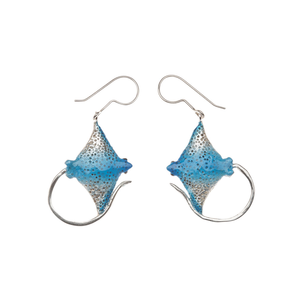 Aretes mantarraya, joyeria en plata, pendientes elaborados con plata ecologica eden joyas