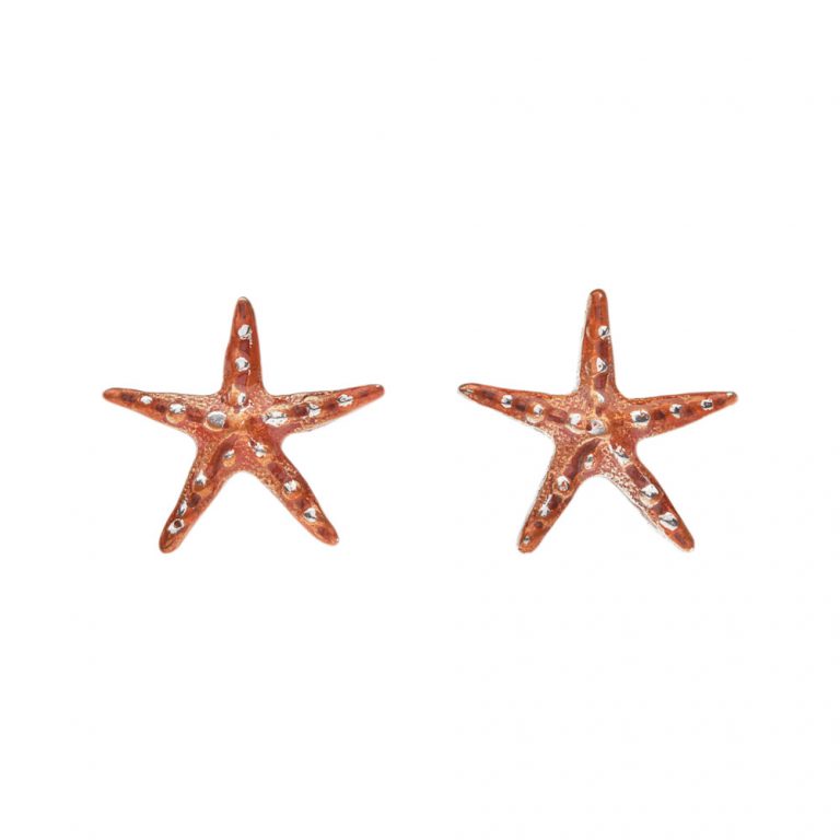 Aretes estrella de mar, joyeria en plata, pendientes elaborados con plata ecologica eden joyas
