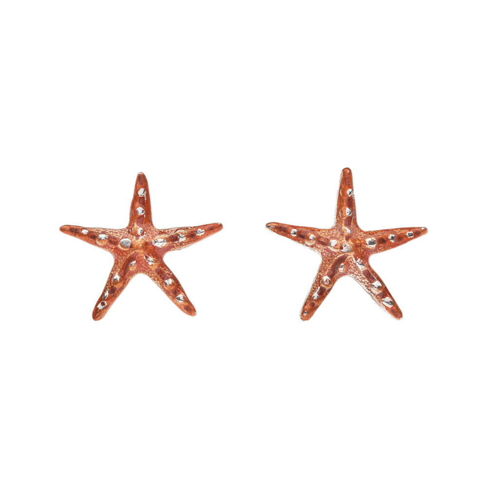 Aretes estrella de mar, joyeria en plata, pendientes elaborados con plata ecologica eden joyas