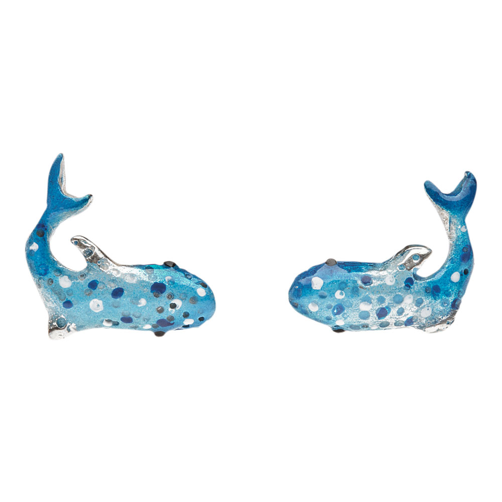 Aretes tiburon ballena, joyeria en plata, pendientes elaborados con plata ecologica eden joyas