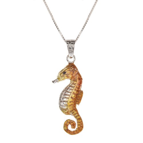 Collar Caballito de mar, cadena en plata, joyas elaboradas con plata ecologica eden joyas