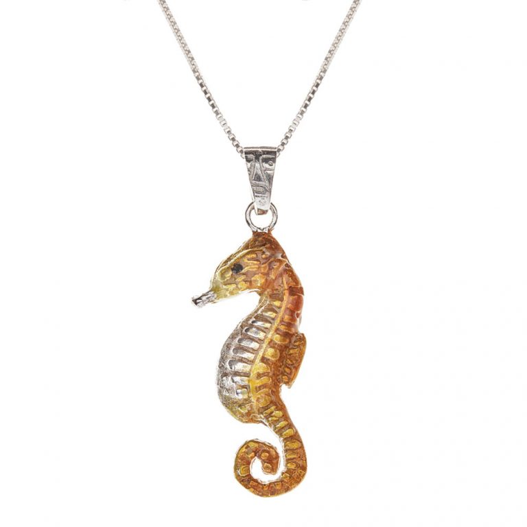 Collar Caballito de mar, cadena en plata, joyas elaboradas con plata ecologica eden joyas