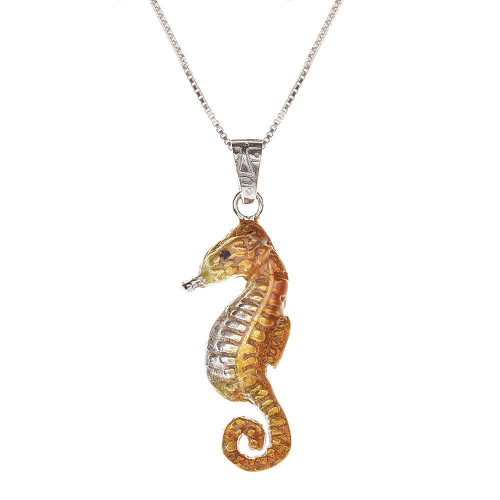 Collar Caballito de mar, cadena en plata, joyas elaboradas con plata ecologica eden joyas