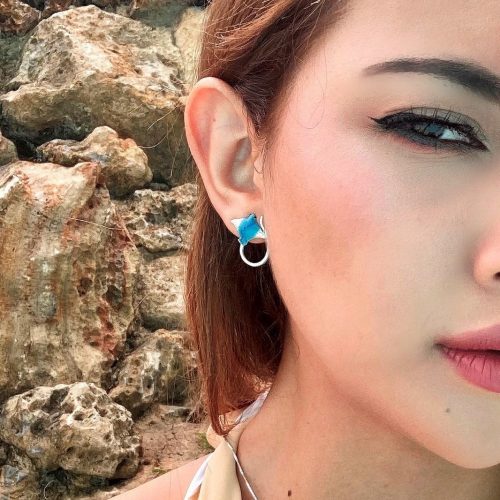 Aretes mantarraya, joyeria en plata, pendientes elaborados con plata ecologica eden joyas