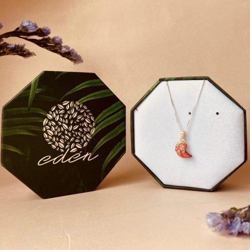 Collar concha de caracol, empaque de regalo, joyeria en plata ecologica pintada a mano, eden joyas