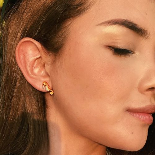 Aretes caballito de mar , joyeria en plata, pendientes elaborados con plata ecologica eden joyas