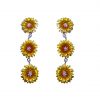 Aretes girasol triple, joyeria en plata, pendientes elaborados con plata ecologica eden joyas
