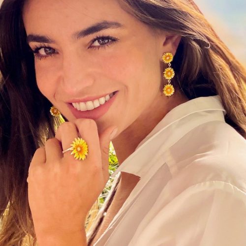 Anillos de girasol, anillo de plata para mujer, anillos en plata pintados a mano, eden joyas